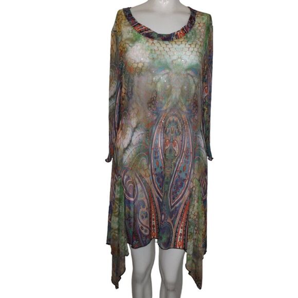 COCO + CARMEN Dress, S/M, Mesh,Color Snake/Paisley Print, Asymmetrical/Sharkbite - Picture 9 of 12